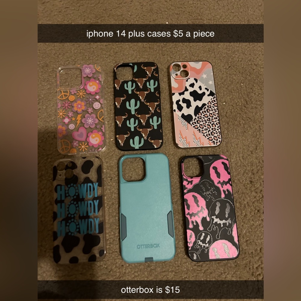 Many different iPhone 14 plus cases
